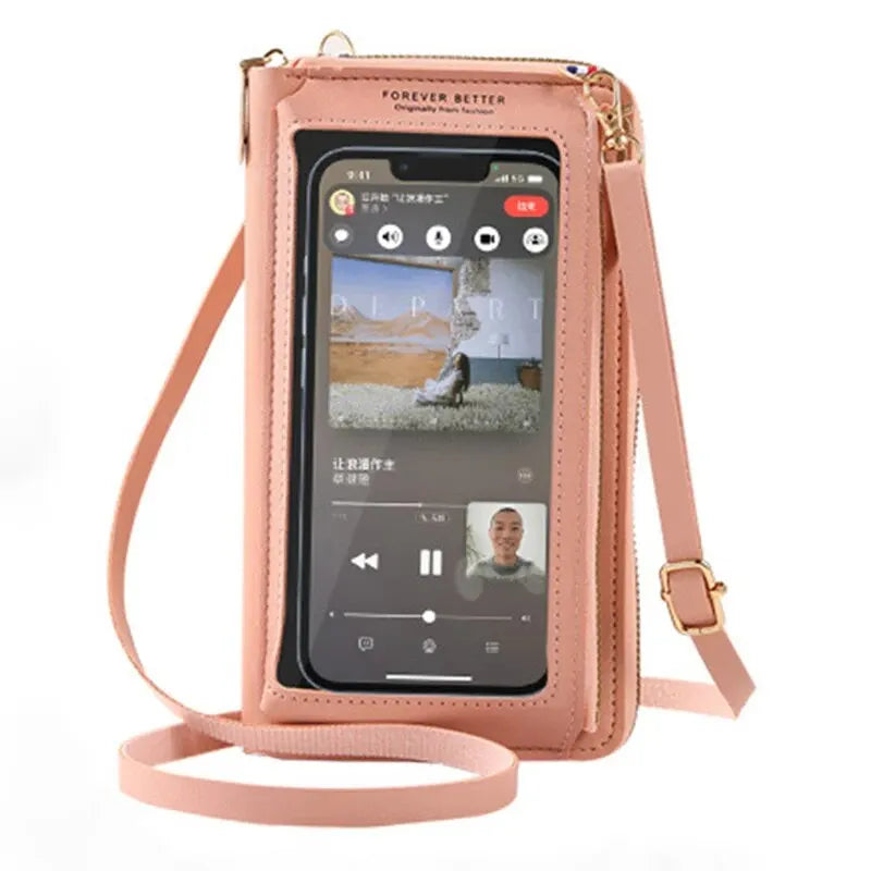 Touchable Screen Mobile Phone Bag Anti-theft Functional Transparent Mini Bag Female