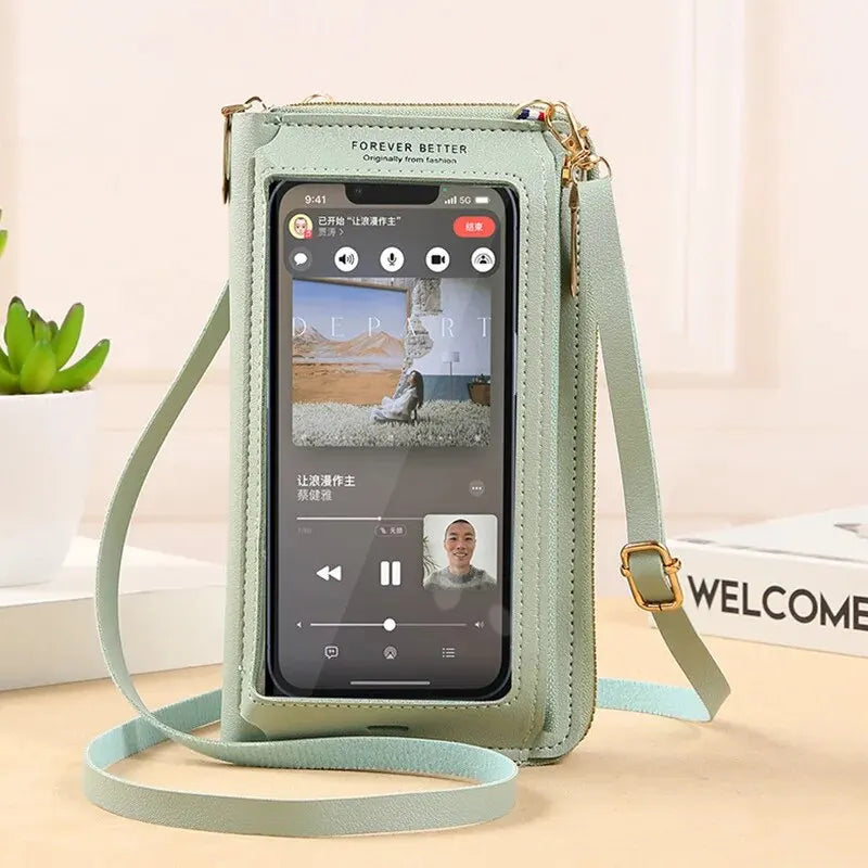 Touchable Screen Mobile Phone Bag Anti-theft Functional Transparent Mini Bag Female