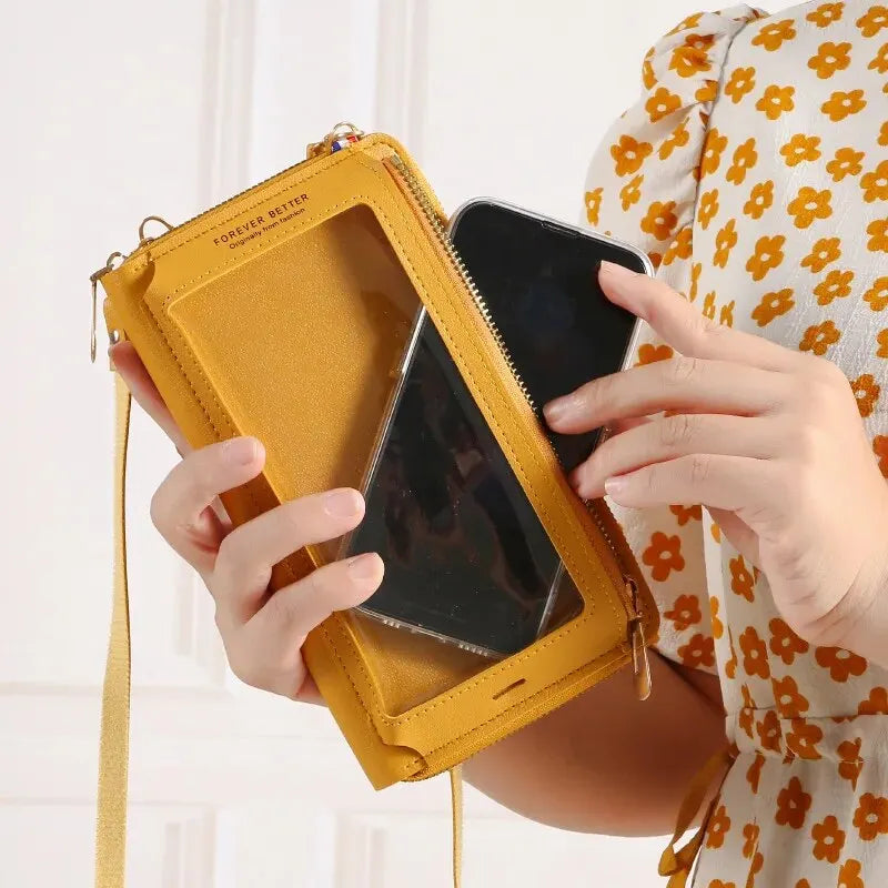 Touchable Screen Mobile Phone Bag Anti-theft Functional Transparent Mini Bag Female