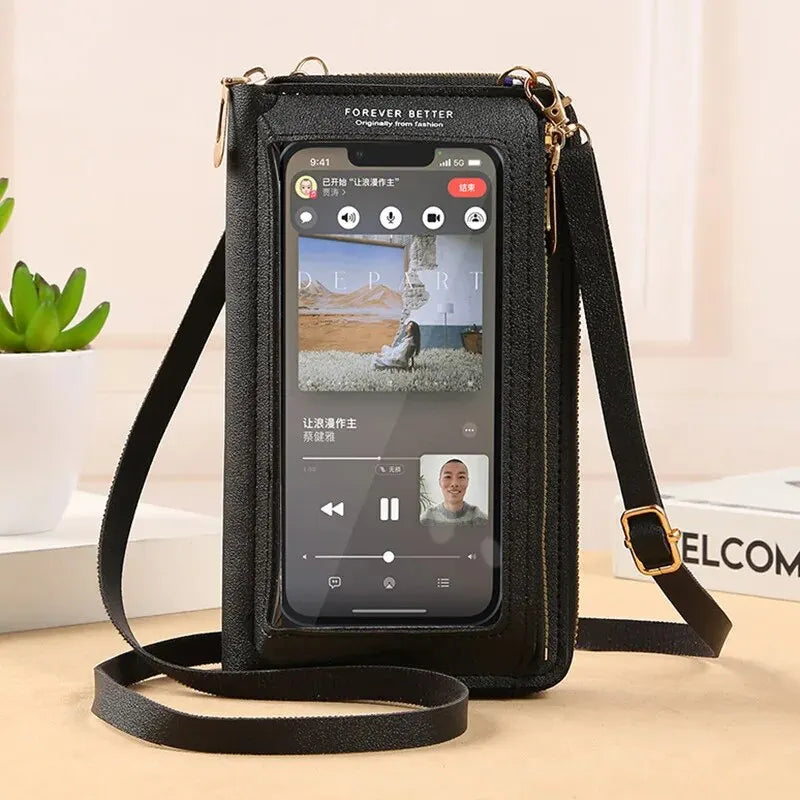 Touchable Screen Mobile Phone Bag Anti-theft Functional Transparent Mini Bag Female