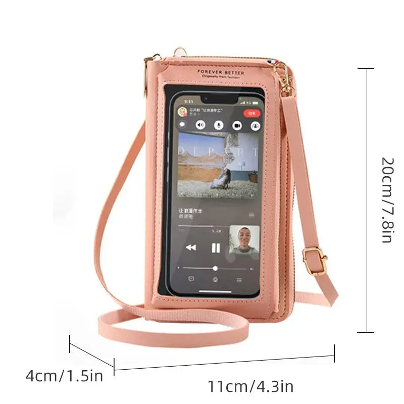 Touchable Screen Mobile Phone Bag Anti-theft Functional Transparent Mini Bag Female