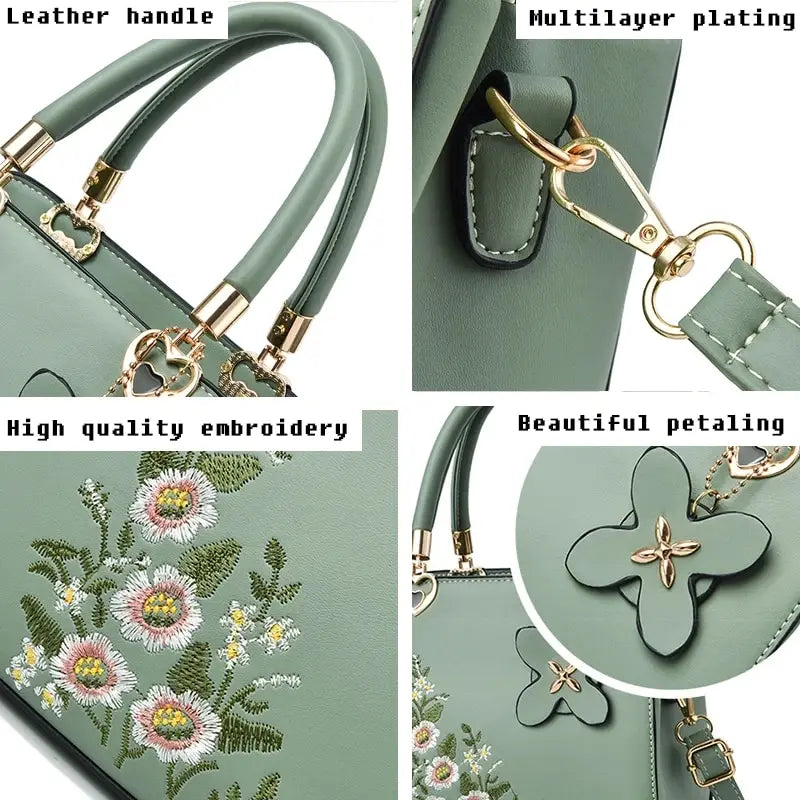 Women Embroidery Handbags Purse Tote Bags Fashion Handle Bag