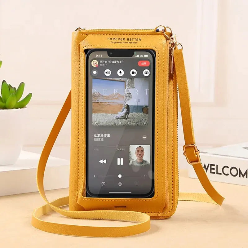 Touchable Screen Mobile Phone Bag Anti-theft Functional Transparent Mini Bag Female