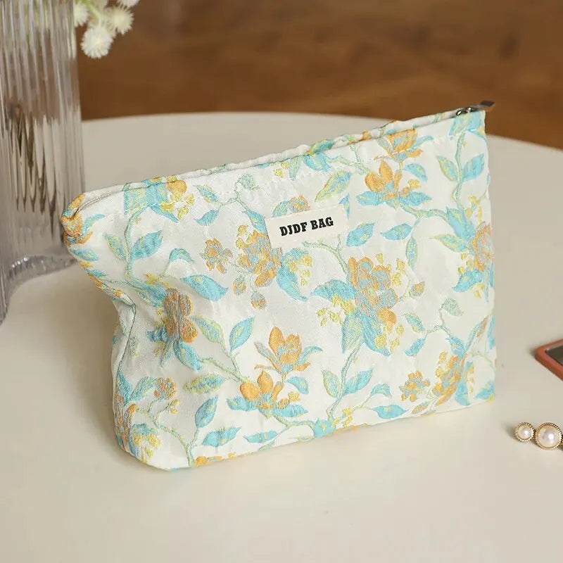 Makeup Bag Color Floral Canvas Handbag