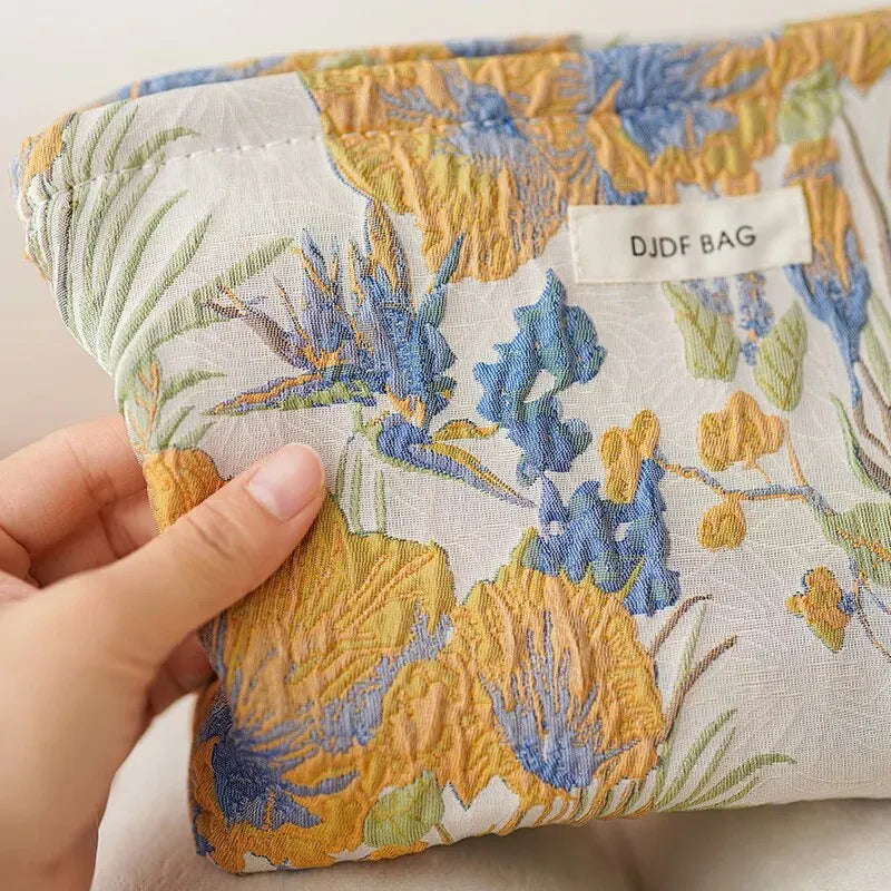Makeup Bag Color Floral Canvas Handbag