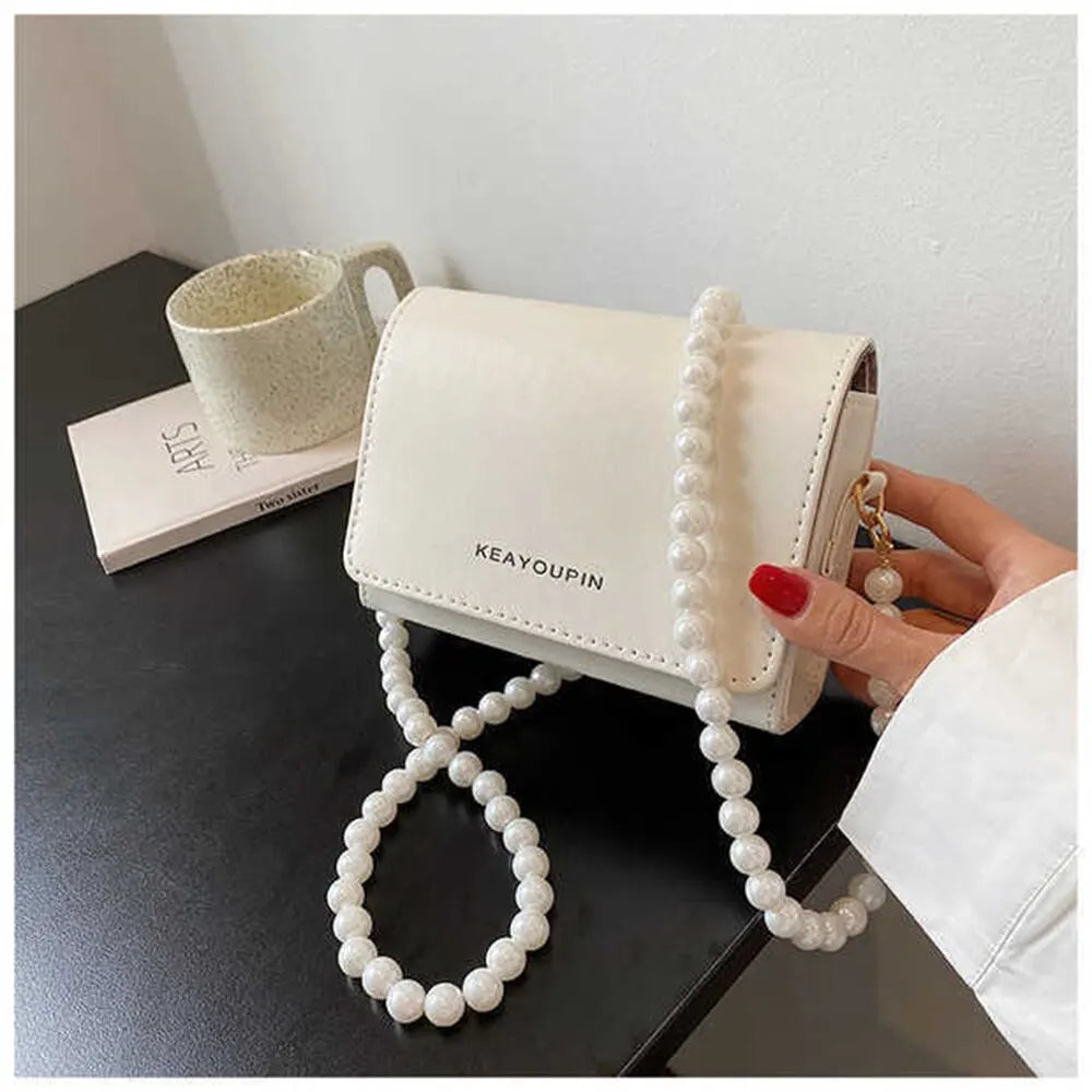 Bag Trendy Fashionable Pearl Gold Chain Women's Bag