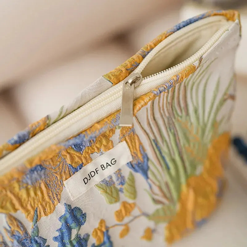 Makeup Bag Color Floral Canvas Handbag