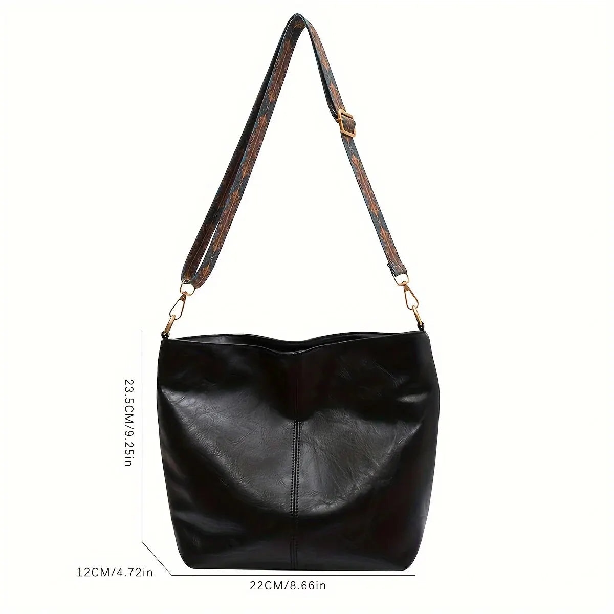 Retro Solid Color PU Large Capacity Shoulder Bag