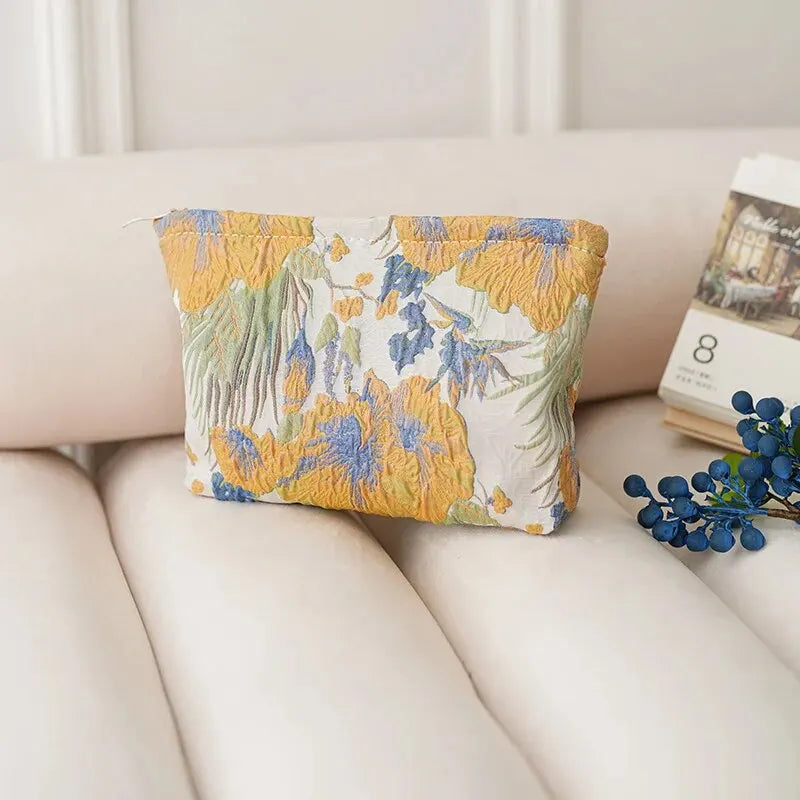 Makeup Bag Color Floral Canvas Handbag