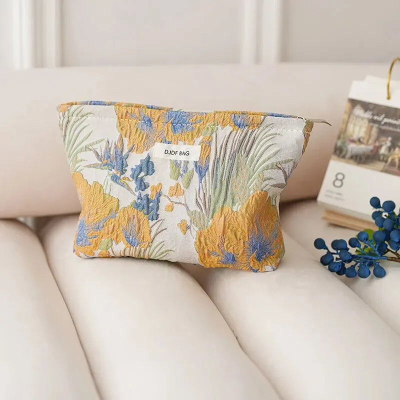 Makeup Bag Color Floral Canvas Handbag