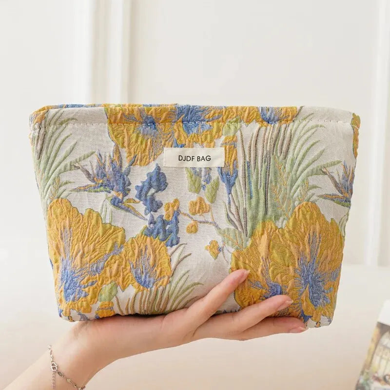 Makeup Bag Color Floral Canvas Handbag