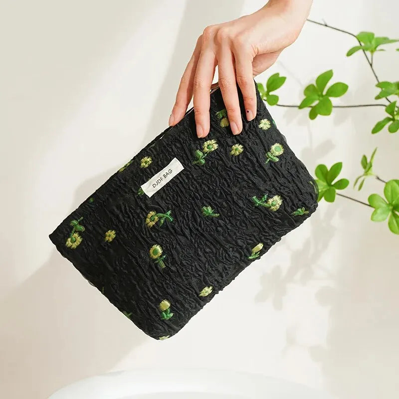 Makeup Bag Color Floral Canvas Handbag