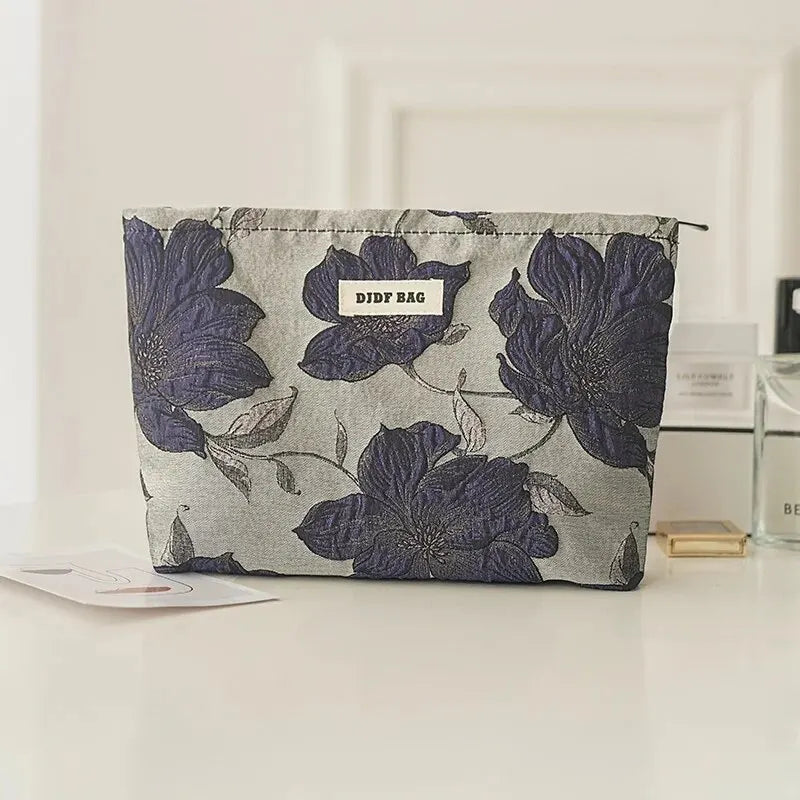Makeup Bag Color Floral Canvas Handbag